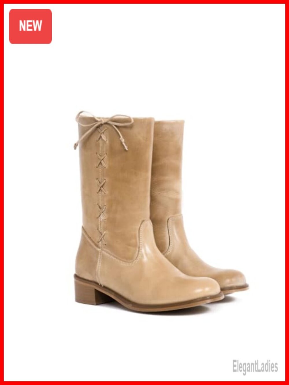 Women's Mid Calf Boots Faux Leather Chunky Block Heel Round Toe